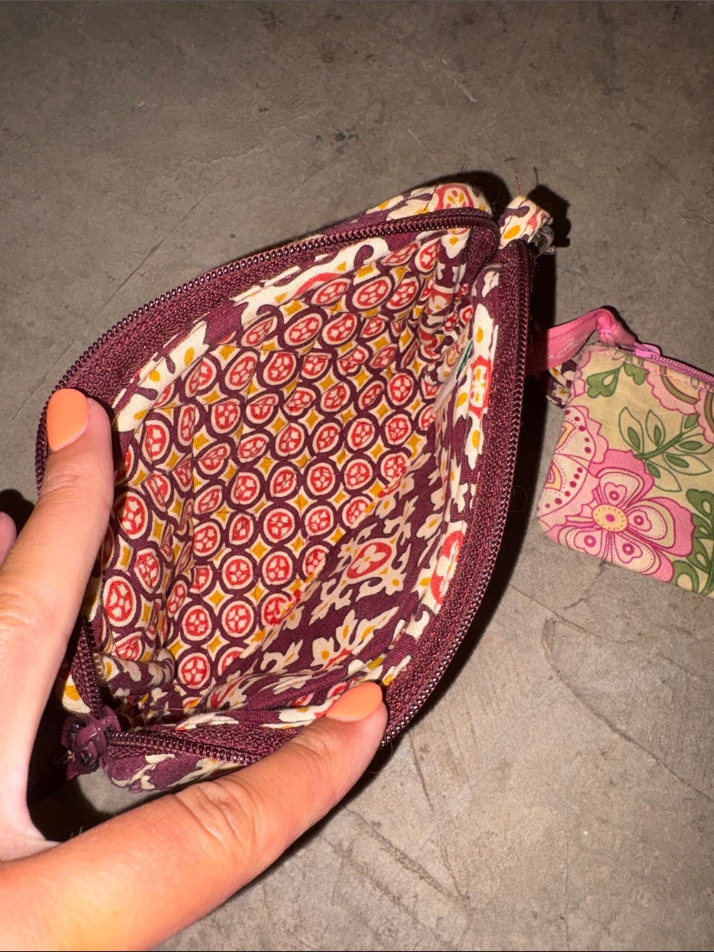 Vera Bradley Quilted Floral Wristlet and Coin Pouch - Burgundy & Pink - Picture 2 of 3